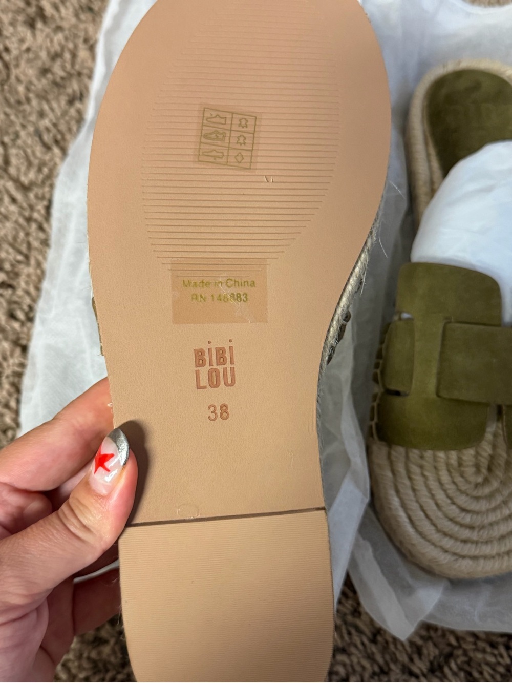 BIBI Lou Olive Green Suede Slide Espadrille - Picture 3 of 4